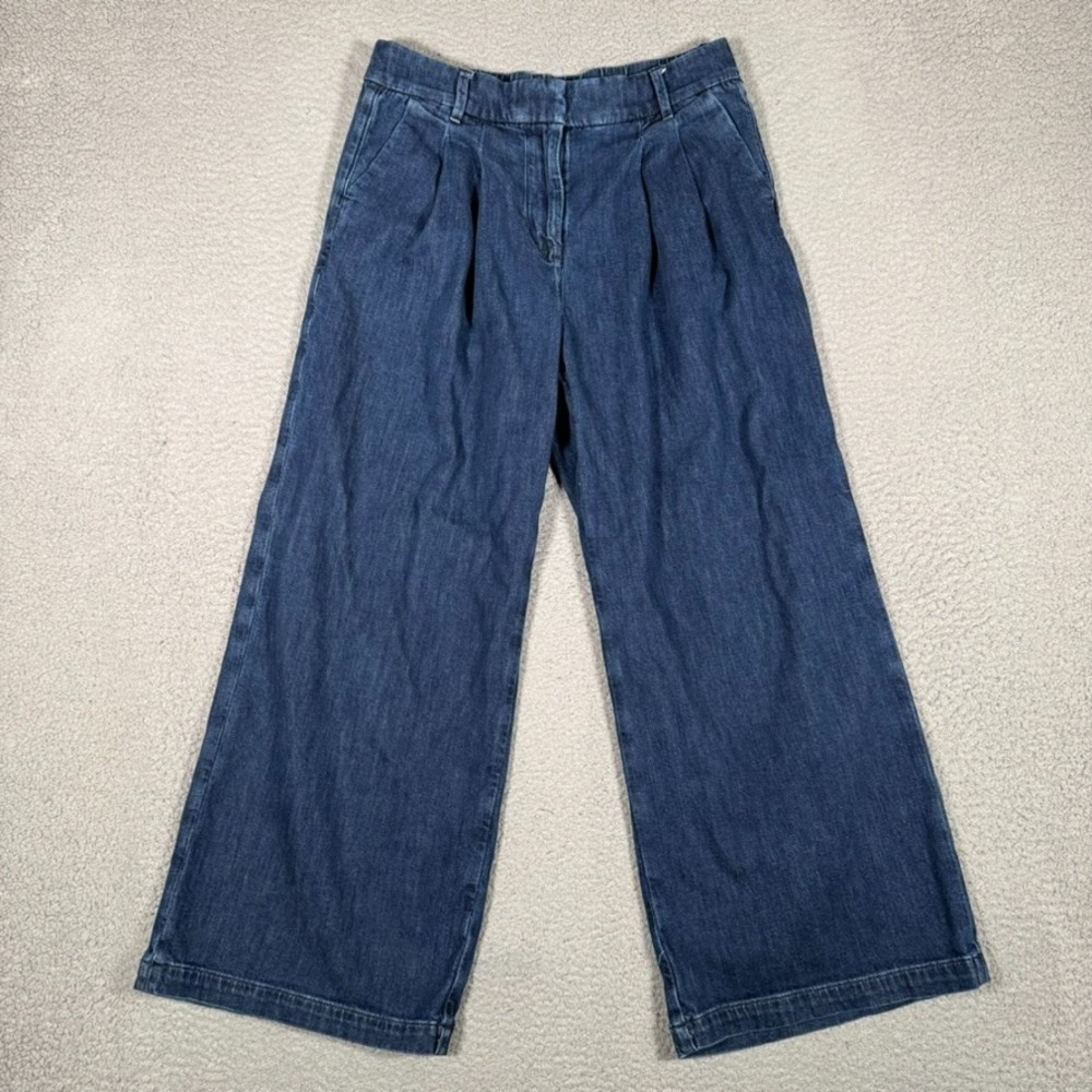 American Eagle Jeans Womens 4 28x27 Blue Wide Leg Baggy Trouser Denim Pleated